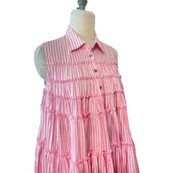 Jourden Designer Pink Stripe Jeffrey Swing Dress 40 US 8 10 NWT - Picture 5 of 9